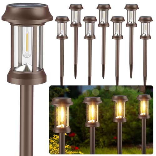 Solar Pathway Lights Outdoor, 8 Pack Solar Lights Outdoor, Glass