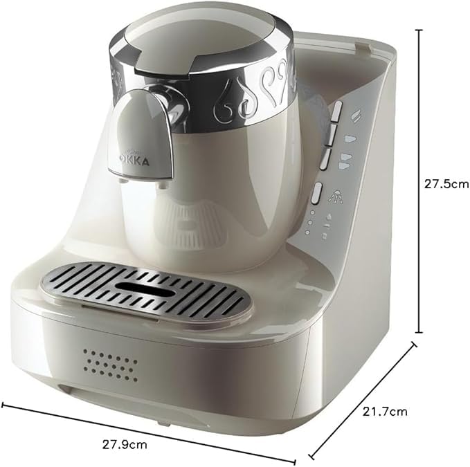 ARZUM OKKA Fully Automatic Turkish Coffee Maker | Direct-to-Cup, One-Touch Self-Cleaning, & Guaranteed Perfect Foam | White/Chrome (OK002W). 1 Year Manufacturing Warranty