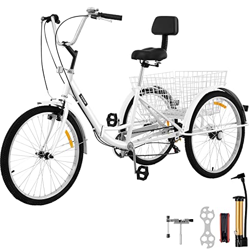 Image of 26'' 7-Speed Adult Tricycle - Foldable 3 Wheel Bike for Adults (White)