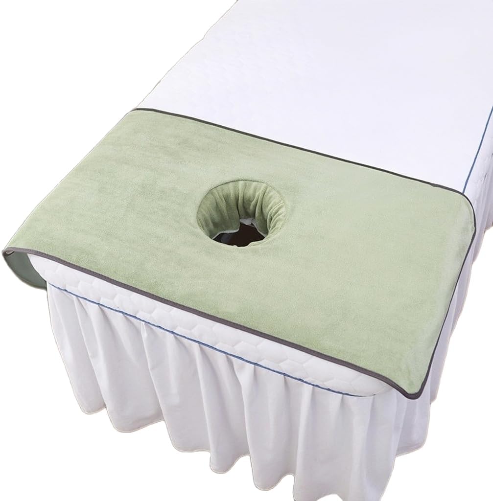 Massage Table Cover Towel with Face Cradle Hole, Premium Fitted Sheet with Locked Edges (White Full Body)
