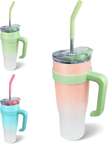 SEYGB - Vaso de 40 onzas con asa, a prueba de derrames, botella de café y agua, termo de viaje para deportes, oficina, bebida helada, bebida