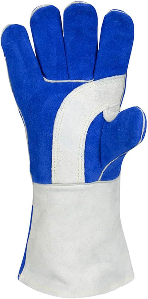 Tillman Stick Welding Gloves, 1250, Premium Side Split Cowhide Palm/Boh/Cuff, Xl, Blue/Pearl, 14 Inches L Cuff - 12 per PK - 1250XL