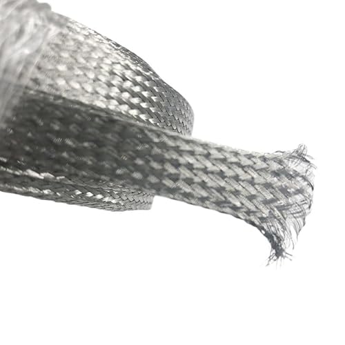 JWOO Manchon de câble tressé de 10 m, Gaine métallique en Acier Inoxydable 304 de 2 à 18 m, Maille Serpent argentée, Protection de Fil(8mm)