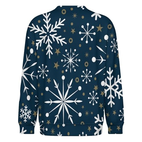 MoBlinko Blue Christmas Snowflake Mens Sweater Crewneck Sweater 2XL Lightweight Sweaters for Men Long Sleeve Pullover3