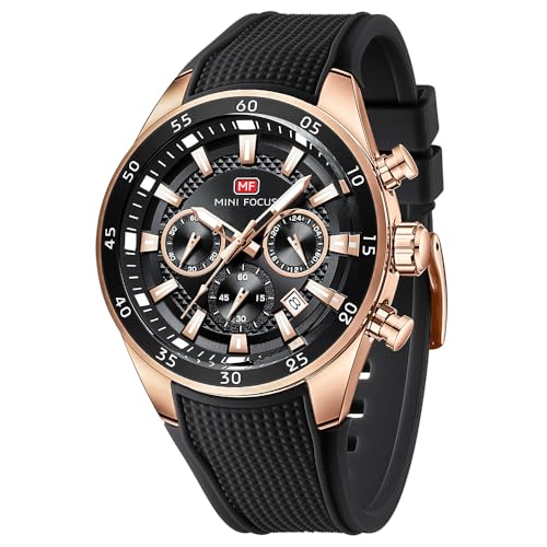Montre chronographe homme Mini Focus avec bracelet en silicone étanche et calendrier