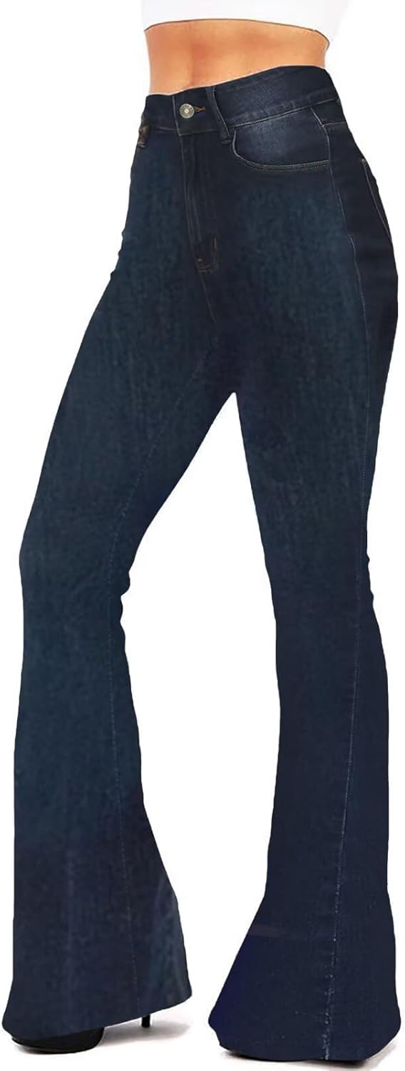 KDF Flare Jeans for Women Women’s Bootcut Bell Bottom Jeans High Waisted Stretch Slimming Bell Bottoms Jeans