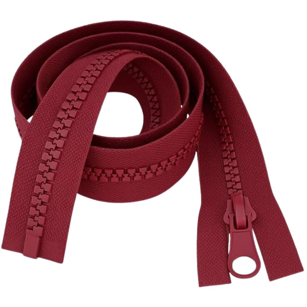 Open-Ended Chunky Zip Wine 6" (15cm) - Heavy-Duty #5 Plastic Teeth Separating Zipper for Sewing & Repairs: Purses, Pouches, Pencil Cases, Small Bags & Craft Projects by Giddy Square