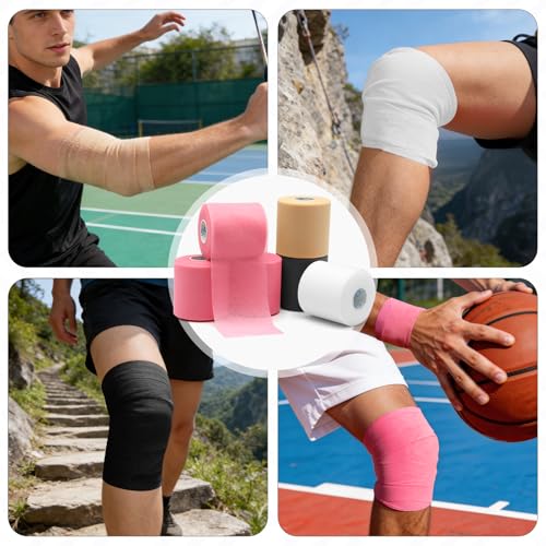 Image of OK TAPE Pre Wrap Tape (6-Rolls, 12 Yds) - Athletic Foam Underwrap for Sports, Protect for Ankles Wrists Hands and Knees, 2.75 Inches - Beige
