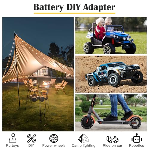Image of 2 Packs Adapter for Dewalt 20V Battery Adapter for Power Wheel Battery Upgrade Conversion Kit with Switch, Fuse & Wire Terminals, 12AWG Wire, Power Tool Power Connector for DIY Rc Car Toys