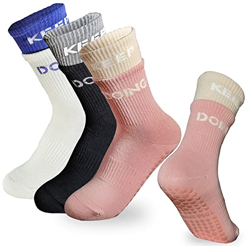 MR.KM Pilates Yoga Socks with Grips for Women Non-Slip Grip High Socks