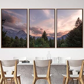 signwin 3 Piece Framed Canvas Wall Art Mountain...