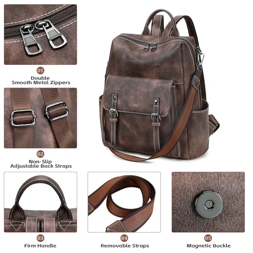 Image of AGLOD Backpack Purse for Women PU Leather Back Packs Designer Ladies Shoulder Bag Fashion Faux Work Travel Handbags