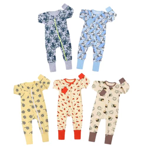 KaWaii Baby Cotton Bodysuits and Sleepers, Baby Bodysuit, Cotton Sleepers, Theme #3 Unisex 9-12 Months, Pack of 5