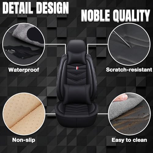 Image of Car Seat Covers Fit for Ford Escape 2001-2026, Leather Seat Covers for Car, Waterproof Non-Slip Durable Car Seat Protector(2 Seats with Pillow,Black)