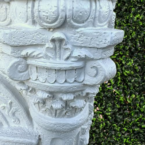 Image of XBrand 30.3 inch Solar-Powered Wall Mounted Water Fountain with Maiden & Floral Detail, Tiered Waterfall Design for Garden, Yard or Courtyard, Durable Polyresin, Antique Stone