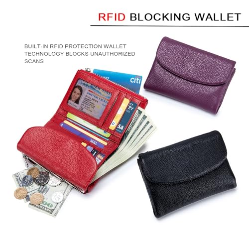 Unisex Pebble Leather Wallet, Short Genuine Leather Coin Card Holder, Unisex Clutch Bags, Can Hold Coins, Id Cards, Travel Essentials(Taro purple)4