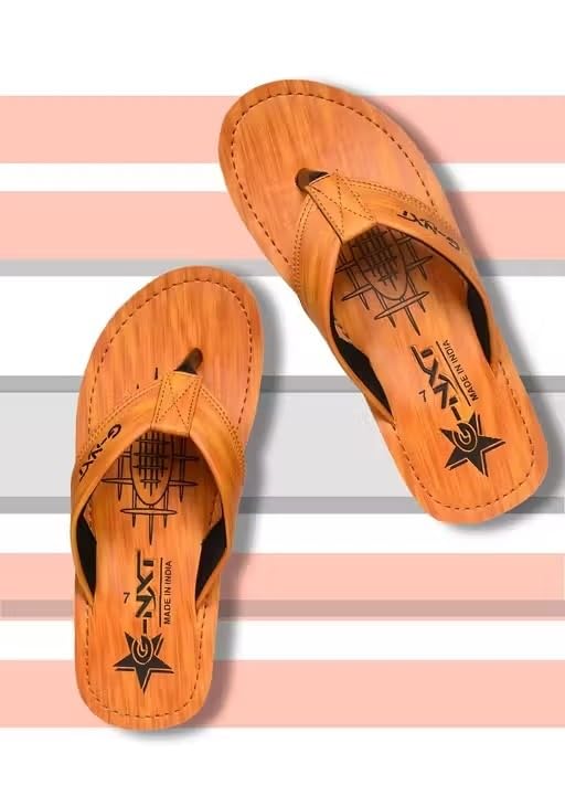 Image of Men's Printed Synthetic Flip Flops Slippers Comfortable Slip On Pair Rubber Sole Casual Chappals For Home Outdoor Use 90