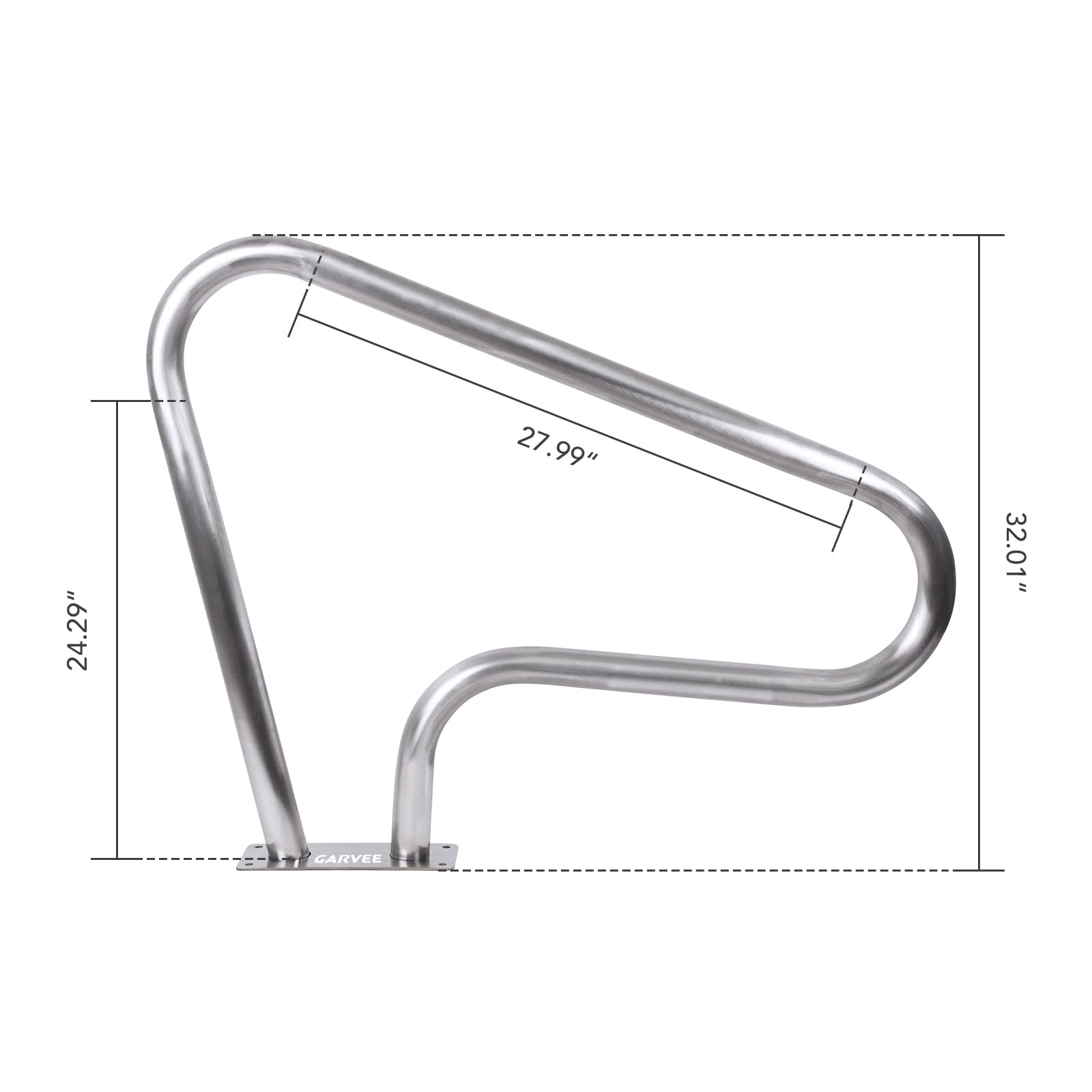 Garvee pasamanos para Piscina de Acero Inoxidable 304, barandilla para Escalera de Piscina con Base Estable y Kit de Montaje, para Piscinas enterradas y spas Exteriores, 99 x 81 cm, Plateado