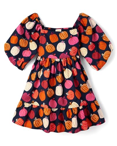 Image of Gymboree,Girls,and Toddler Casual Tiered Dresses,Tidal Pumpkins,18 Months,24 Months