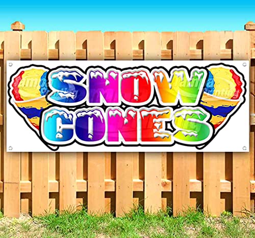 Snow Cone Banner 13 oz | Non-Fabric | Heavy-Duty Vinyl Single-Sided With Metal Grommets