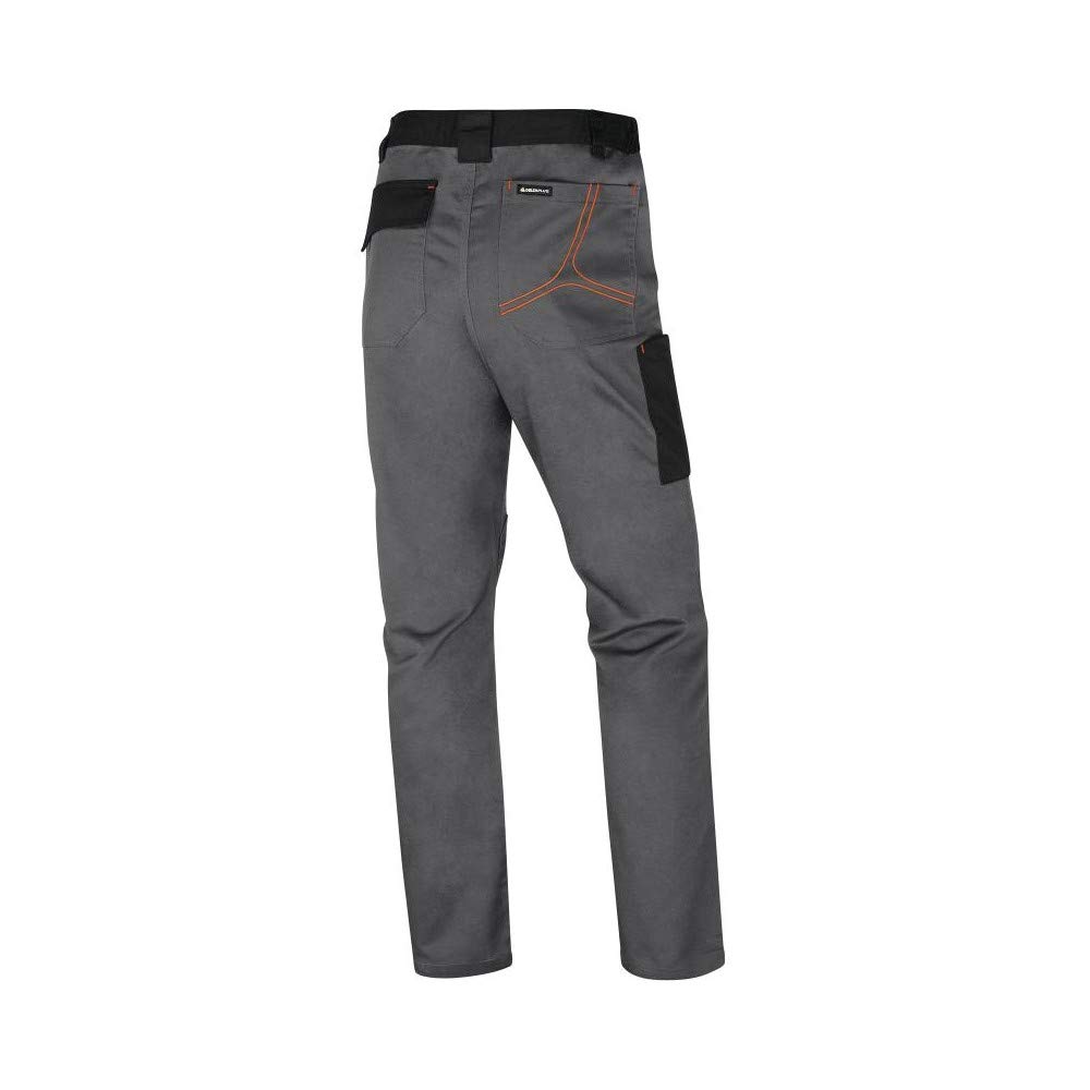 Delta Plus Pantalón de Trabajo Multibolsillos 65% poliéster 35% algodón 245gr Mach 2 Deltaplus M2PA3, Gris-Naranja, XXL
