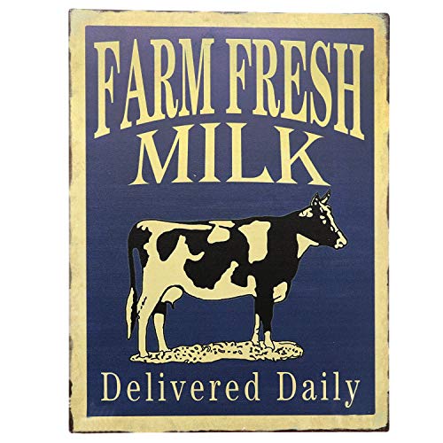 Barnyard Designs Farm Fresh Milk Delivered Daily Retro Vintage Tin Bar Sign Country Home Decor 10