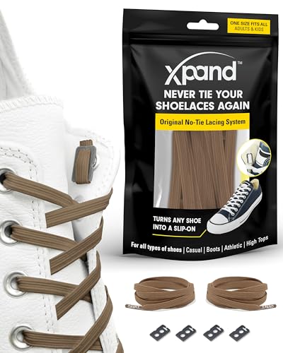 Xpand No Tie Shoelaces for Adults & Kids - Stretch Elastic Shoe Laces for Sneakers | Stretchy Tieless Shoe Strings for Running, Sports & Everyday Wear | One Size Fits All