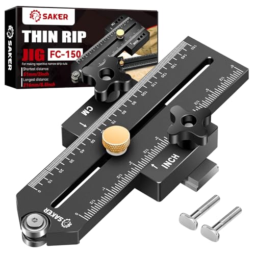 Saker Thin Rip Jig Table Saw Jig Guide, Making Repetitive Narrow Strip Cuts, Fit for 3/4" x 3/8" Slots, for Table Saw Band Saw Router Table Black