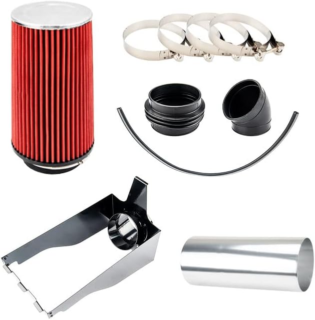 KAC Air Intake Kit, 4" Cold Air Intake System Kits w/Filter Aluminum Compatible with 1999-2003 F250/F350 Super Duty 1999-2003 Excursuion 7.3L V8 (Red)