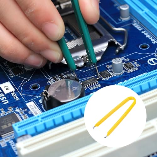 Image of uxcell IC Chip Extractor 100mm Stainless Steel with U Shape IC Chip Switch Puller Yellow for Component Motherboard, 2pcs