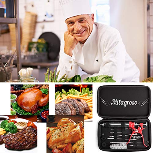 Pistola de marinada injetora de carne de aço inoxidável, kit de seringas de alimentos com sabor e 4