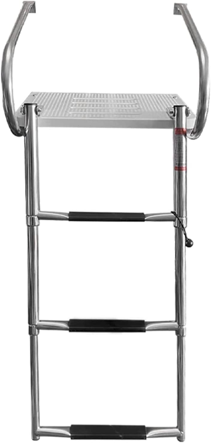 OKUOKA Ladders,3 Steps Boat Ladder Heavy Duty Stainless Steel Extension Inboard Ladder Folding Telescoping Swim Deck Ladder for Fishing Boat