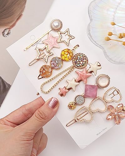 ANNACREATIONS Korean Style Pearl Metal Hair clips, Plastic Pearl Barrettes Hairpin for Women & Girls(Pink) 8 count (Pack of 1) - Image 7