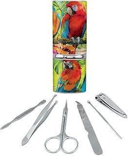 Colorful Tropical Rainforest Parrots Stainless Steel Manicure Pedicure Grooming Beauty Care Travel Kit