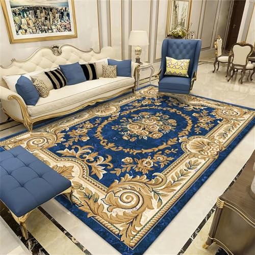 Tapis chambre bleu floral lavable pour éliminer le froid du sol dressing