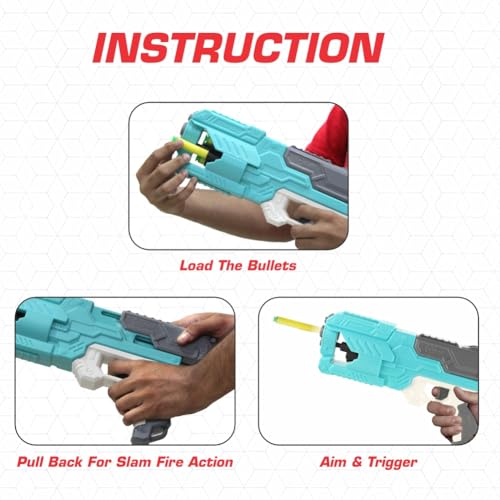 Image of Aditi Toys High Performance Six Fire Gun, Toy Blaster Gun with 6 Dart Rotating Drum, Hi-Arm Toy Gun for Kids Above 6 Years, Accurate Upto 45 Feet, Includes 10 Soft Bullet Darts, BIS Approved. (Blue)