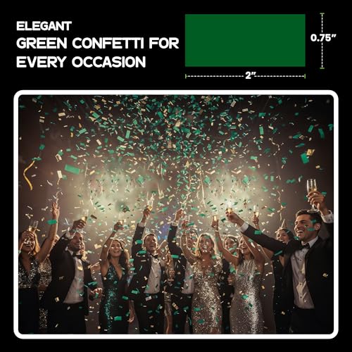 Image of Ultimate Confetti, Rectangular Biodegradable Confetti - Dark Green Fluttering Tissue Paper Confetti for Cannon and Launcher use - Wedding Confeti, Birthday, Parties and Live Events - 1 lb, 16 oz