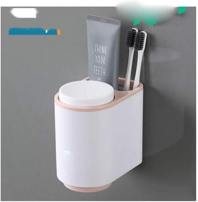 Simple Toothbrush Cup, Nordic Household Wash Cup Set, Tooth Cylinder Suction Wall Mounted Rack(Gray)
