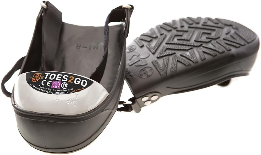 IMPACTO TOES2GO Steel Toe Cap Overshoe - Durable & Comfortable, Waterproof PVC, Anti-Crack, Ideal for Work - White Toe SML M2-7 W4-9
