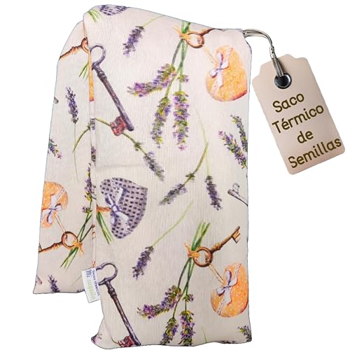 Saco de Semillas para Microondas 57x14 cm con Funda Lavable – Almohadilla Térmica Reutilizable – Saquito Térmico para Cervical y Lumbar – Bolsa de Calor Natural para Cólicos y Dolor Menstrual