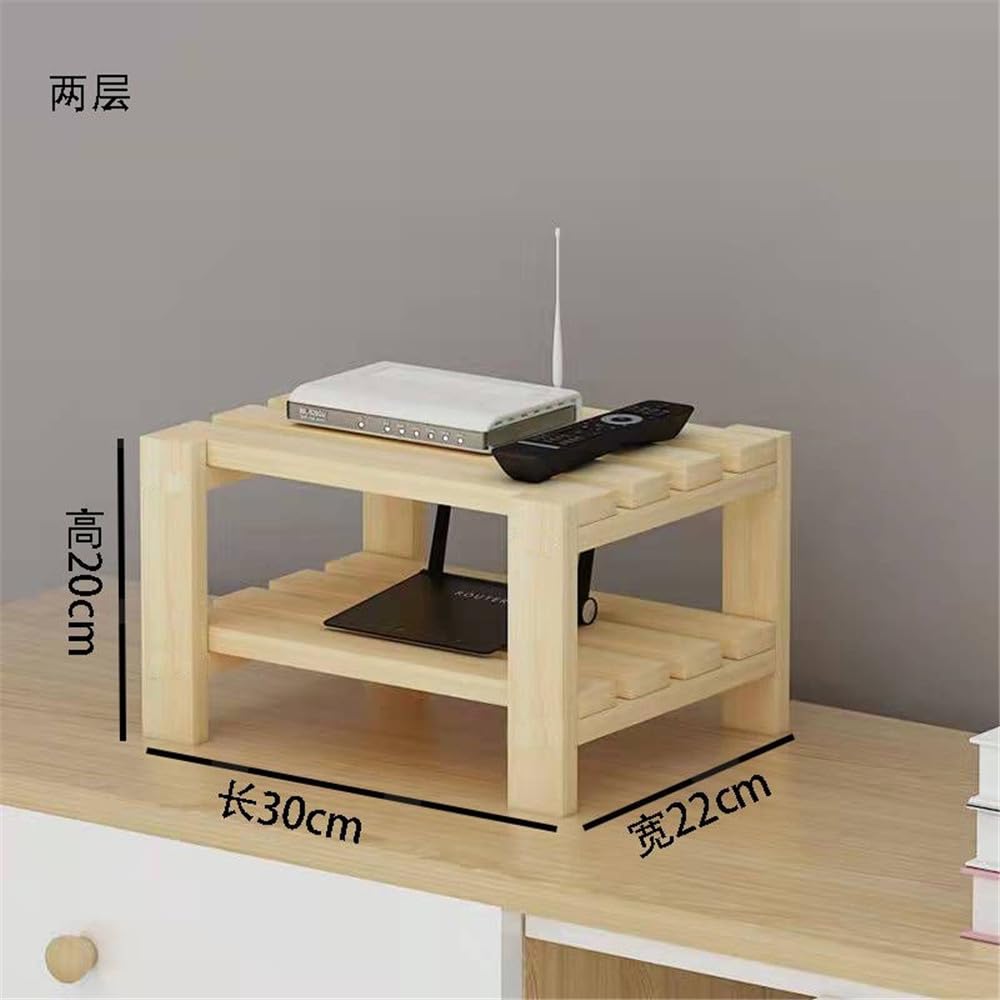 JUTSTJUKO Wooden Router Shelf Wall Mount WiFi Router Storage Box Modem Cable Router Cover Organized Power Strip Cable Management Hider Rack (Two layers)