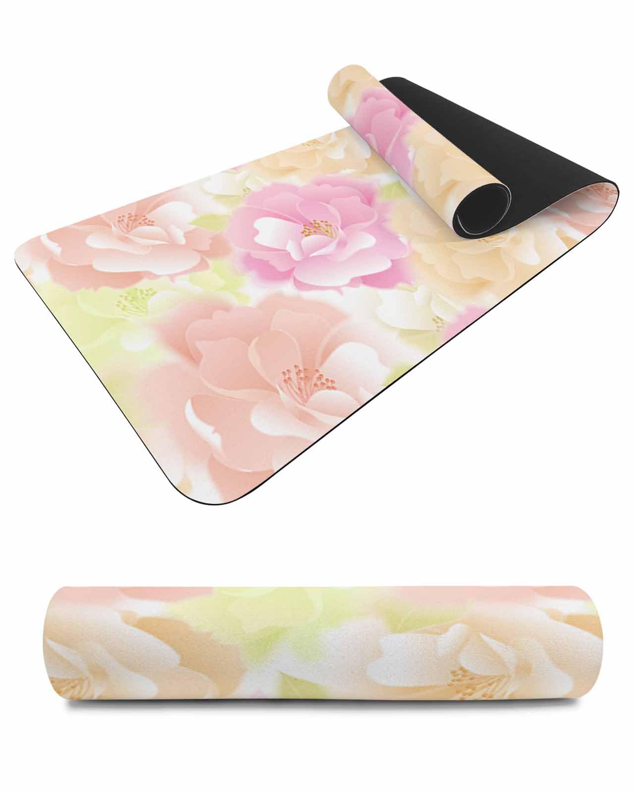Debedcor Heat Proof Table Pads Waterproof Decorative, Pink Orange Floral Non-Slip Table Countertop Protector, Farmhouse Spring Rose Blossom Insulation Mat for Kitchen Room, 40 x 12 Inches