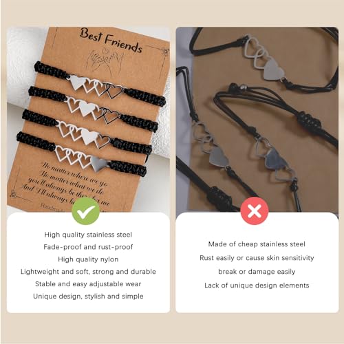 Image of Ornaland 2 /3 /4 /5 Pcs Friendship Bracelet Best Friend Bracelets Bff Matching Heart Bracelet Braided Bracelet Best Friend Friendship Gifts for Women Friends Girls Teen