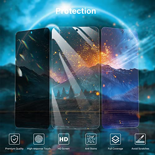 Zuslab Compatible With Tpu Screen Protector Galaxy S23 Ultra 6.8'',【3 Pack】【Clear& Privacy& Anti-Blue Light】【Support Fingerprint Sensor】【With Easy Bottom Plug Installer】Cover Flexible Screen Soft Film #TOP2