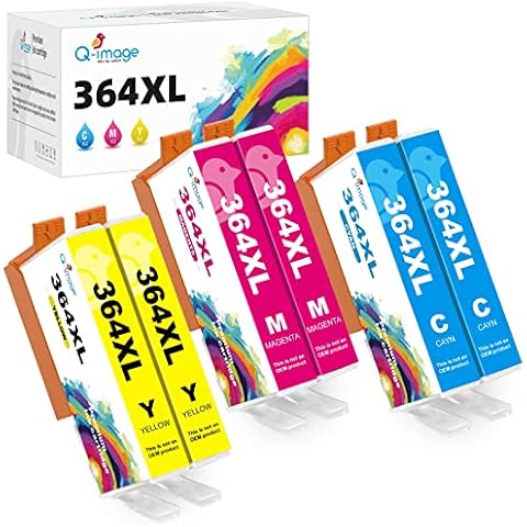 Q-image 364XL Colour Ink Cartridges Multipack Compatible for HP 364 XL Colour Ink for Photosmart 5510 5520 6510 6520 7510, Deskjet 3070A 3520 3522, Officejet 4620 4622 ( 6 Pack) Cover