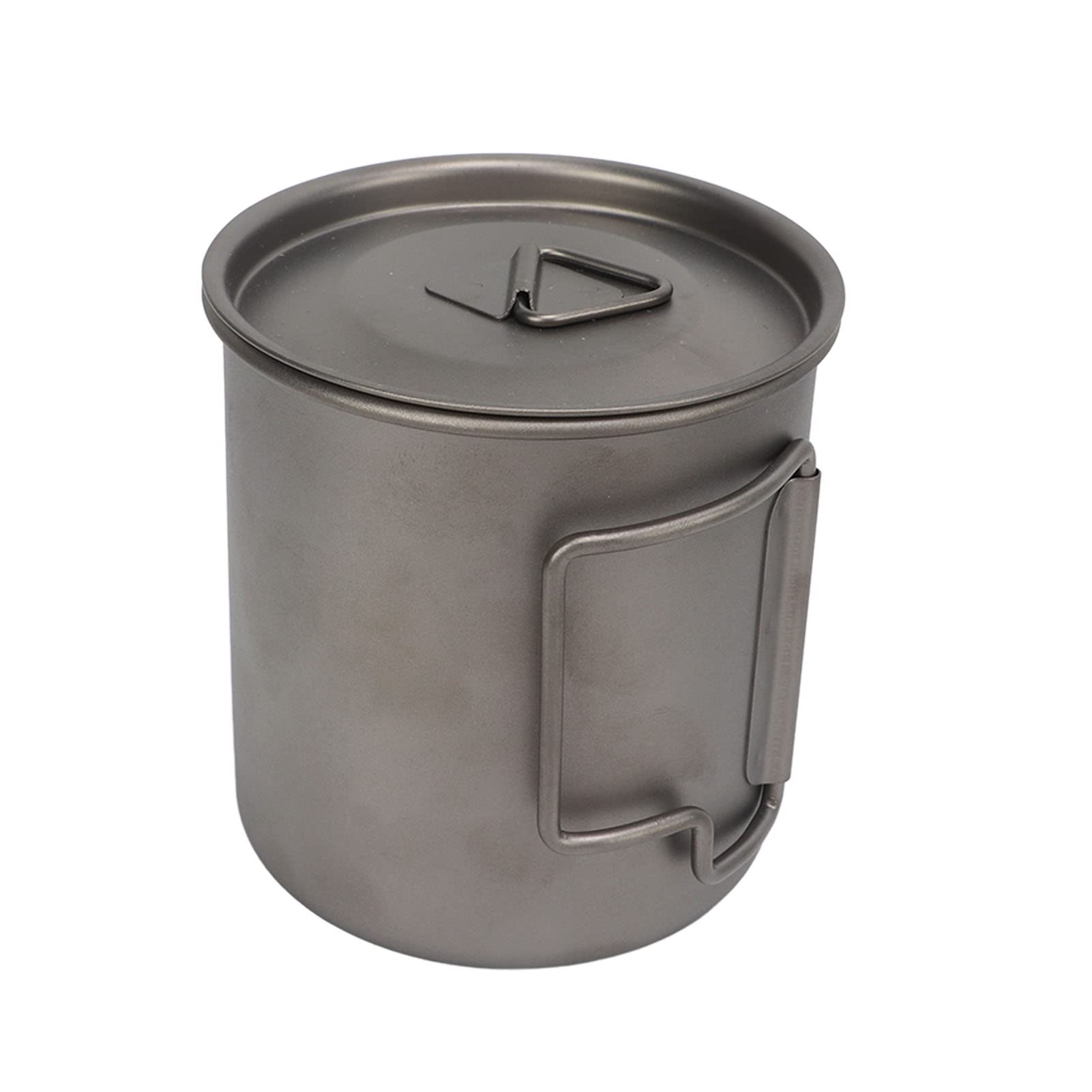 Camping Titanium Cup, 500 ml zaokrąglona krawędź Lekki przenośny kubek ze składanym uchwytem do użytku na zewnątrz