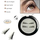 ABCDOK False Magnetic Eyelashes, Magnetic False Eye Lashes Magnet Eyelashes, 1 pair (4 piece) Ultra-thin 0.2mm Magnetic false eyelashes 3D Natural Reusable False Magnet Eyelashes Extension