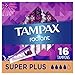 Tampax Radiant Tampons with Plastic Applicator, Super Plus Absorbency, Unscented, 16 Count (Packaging May Vary)