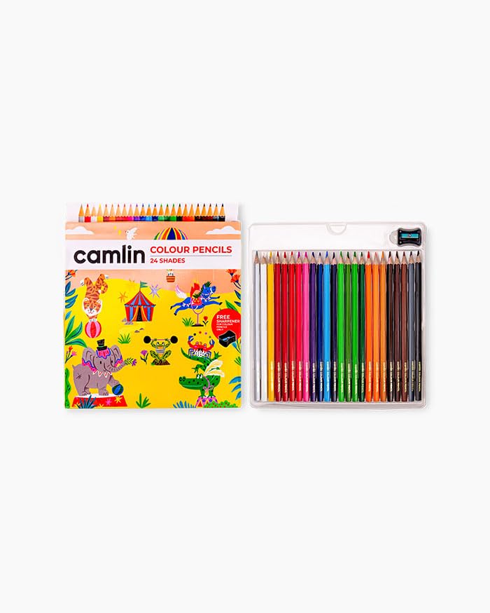 Image of Camel 24 Shades Colour Pencils - Vibrant Multicolor Shades | Soft, Smooth & Break-Resistant Leads | Ideal for Drawing, Sketching, Coloring & School Art Projects