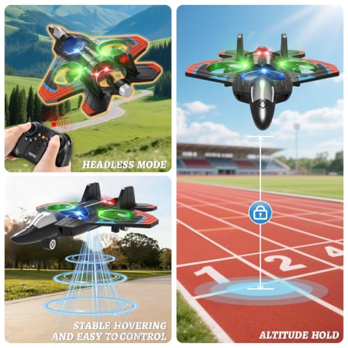 Image of 4DRC V32 Foam RC Plane Drone with 4 Batteries, 80 Mins Long Flight RC Airplane Helicopter Fighter Jet for Kids Adults 8-16, 360 Flip Stunt Altitude Hold RC Airplane Helicopter Toy Gift for Beginners